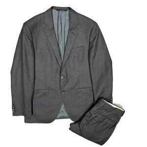 Coppley Suit Super 140s Flannel Wool Grey Made in Canada 40 R 34x32